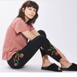 Topshop Moto Embroidered Floral Jamie Skinny Jeans Size 34 EUC